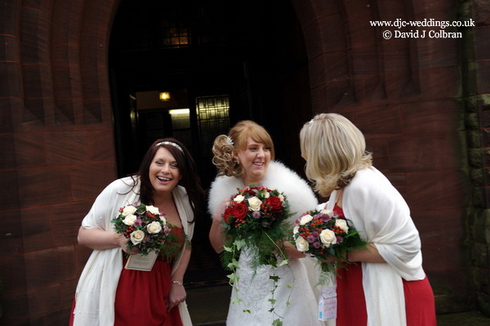 Bridal party arrive at St John's church, Walton, Liverpool